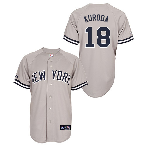 Hiroki Kuroda #18 Youth Baseball Jersey-New York Yankees Authentic Road Gray MLB Jersey